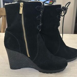 Michael Kors  suede zipper wedge booties size 8.5